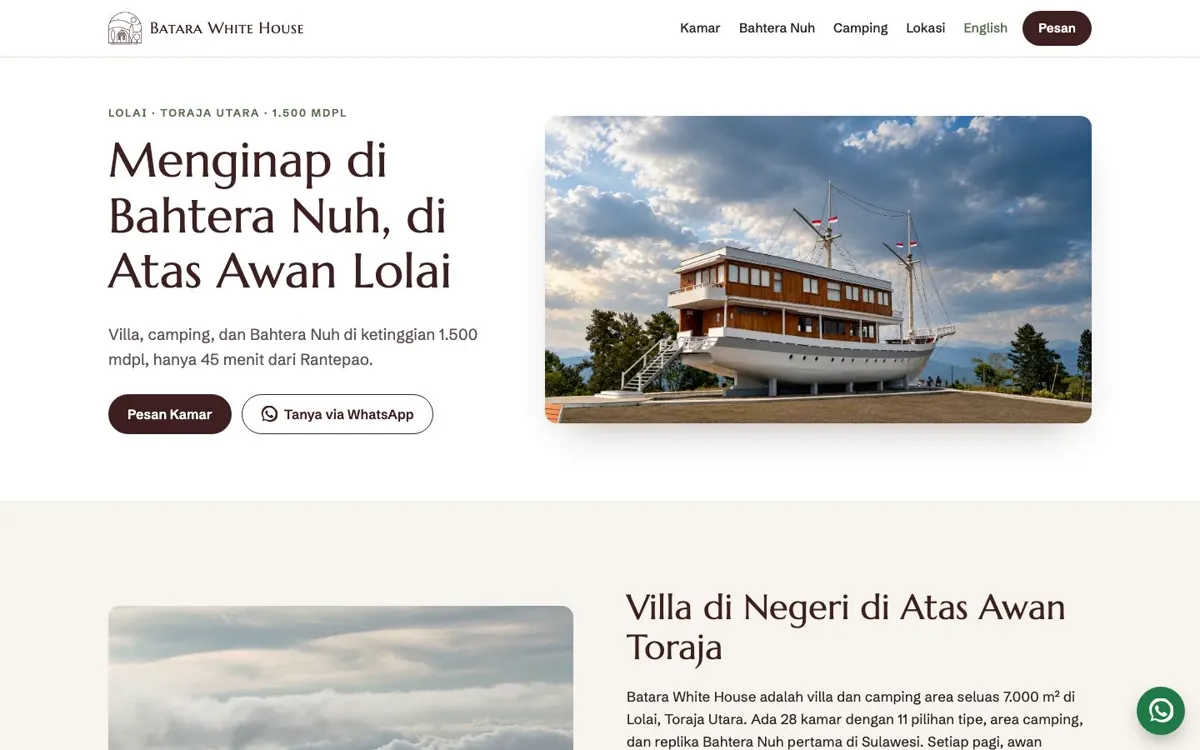 Batara White House : Screenshot der Live-Website