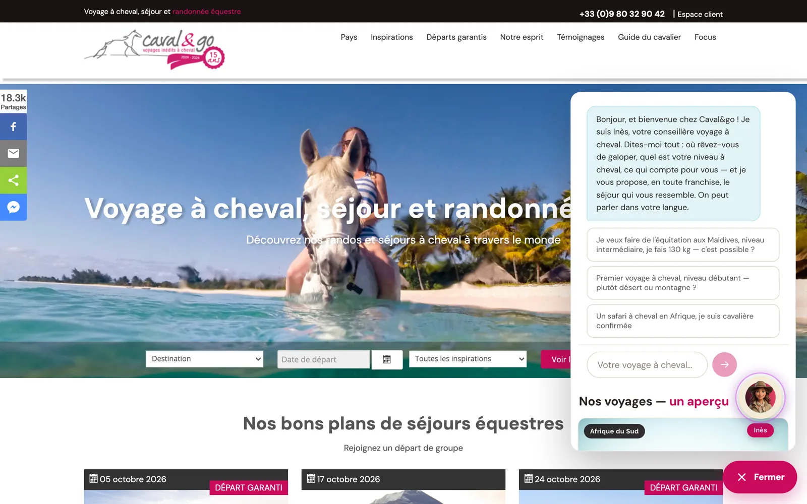 Caval&go : Screenshot der Live-Website
