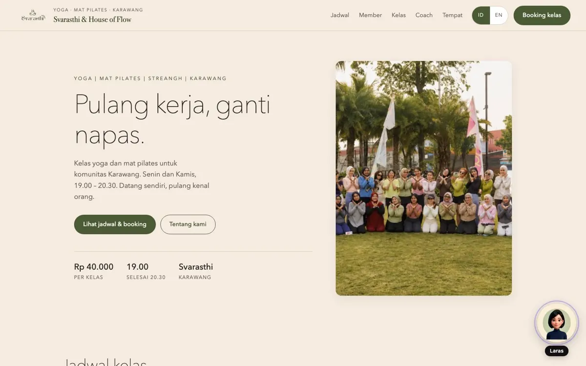Svarasthi Space : Screenshot der Live-Website